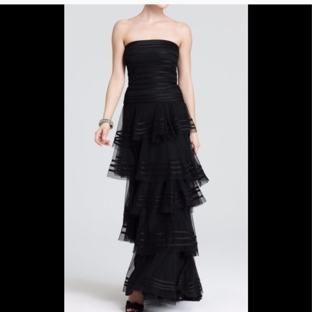 Tadashi shoji tiered dress black